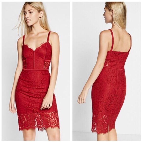 ✨ Women's Red Piped Lace Sheath Dress✨ - Picture 7 of 9